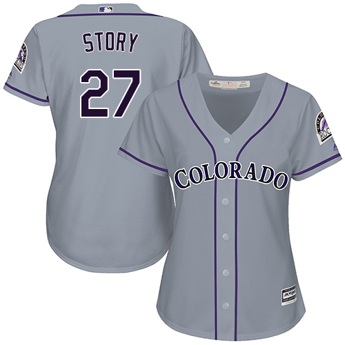 Colorado Rockies #27 Trevor Story Grey Road Women's Stitched Jersey Womens