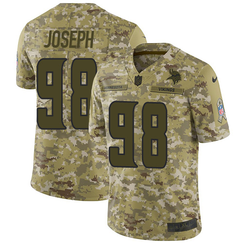 Minnesota Vikings #98 Linval Joseph Camo Youth Stitched Limited 2018 Salute to Service Jersey Youth