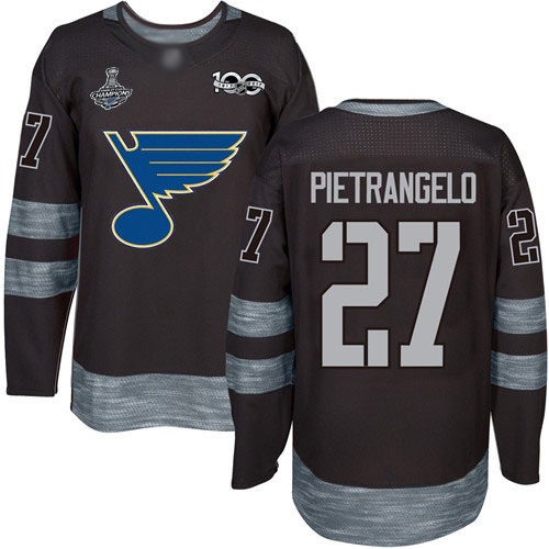 Adidas St. Louis Blues #27 Alex Pietrangelo Black 1917-2017 100th Anniversary Stanley Cup Champions Stitched Jersey Men's
