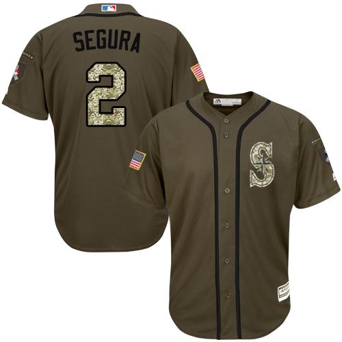 Seattle Mariners #2 Jean Segura Green Salute to Service Stitched Jersey Men's