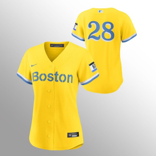 Boston Boston Red Sox #28 J.D. Martinez Women's 2021 City Connect Gold Fans Version Jersey - No Name Womens