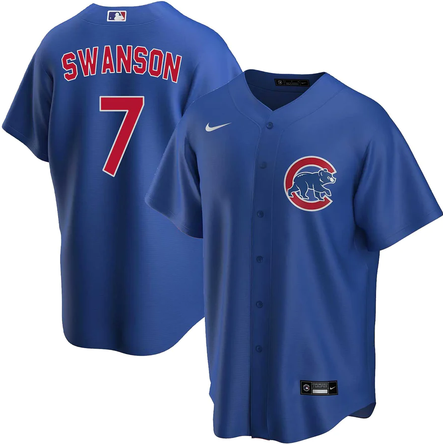 Men's Youth Women's Chicago Cubs #7 Dansby Swanson Royal Alternate Cool Base Jersey