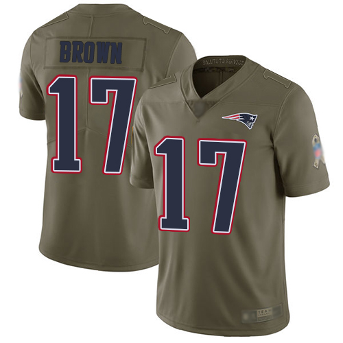 New England Patriots #17 Antonio Brown Olive Men's Stitched Limited 2017 Salute To Service Jersey Men's