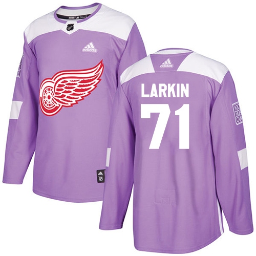 Adidas Detroit Red Wings #71 Dylan Larkin Purple Authentic Fights Cancer Stitched Jersey Men's