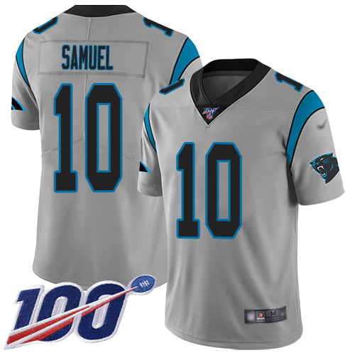 Carolina Panthers #10 Curtis Samuel Silver Men's Stitched Limited Inverted Legend 100th Season Jersey Men's