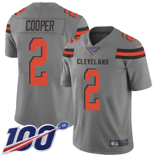 Browns #2 Amari Cooper Gray Youth Stitched Limited Inverted Legend 100th Season Jersey