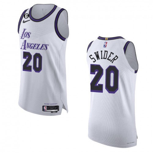 Los Angeles Los Angeles Lakers #20 Cole Swider White 2022-23 Authentic Jersey - City Edition Mens