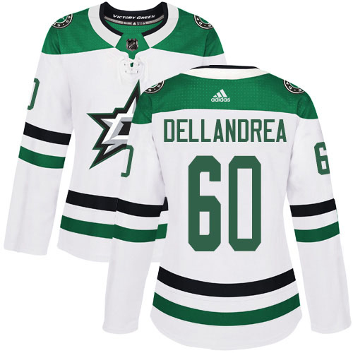Adidas Dallas Stars #60 Ty Dellandrea White Road Authentic Women's Stitched Jersey Womens