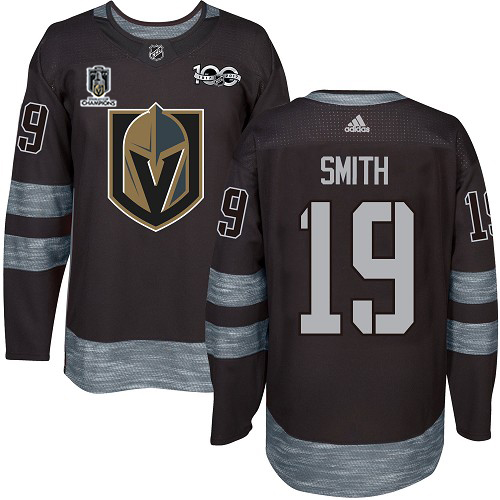 Adidas Golden Knights #19 Reilly Smith Black 2023 Stanley Cup Champions 100th Anniversary Stitched Jersey
