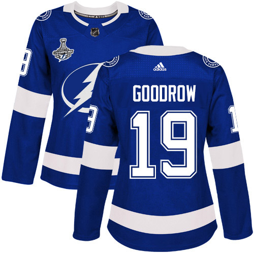 Adidas Tampa Bay Lightning #19 Barclay Goodrow Blue Home Authentic Women's 2020 Stanley Cup Champions Stitched Jersey Womens