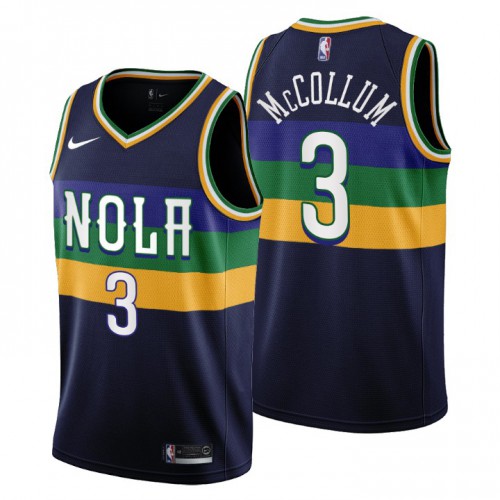 New Orleans Pelicans #3 C.J. Mccollum Mens 2022-23 City Edition Jersey - Cherry Blossom Navy Mens