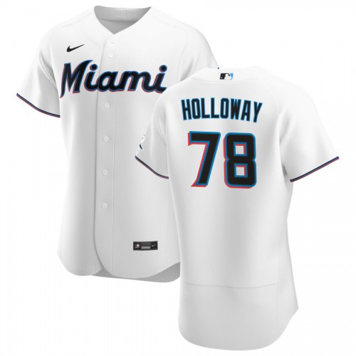 Miami Miami Marlins #78 Jordan Holloway Men's White Home 2020 Authentic Player Jersey Men's