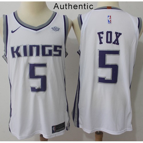 Sacramento Kings #5 DeAaron Fox White Authentic Association Edition Jersey Mens