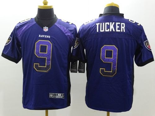 Ravens #9 Justin Tucker Purple Team Color Men's Stitched Elite Drift Fashion Jersey