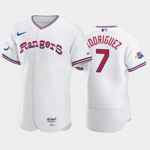 Texas Texas Rangers #7 Ivan Rodriguez 1972 Throwback 50th Anniversary Authentic Men's Jersey - White Men's