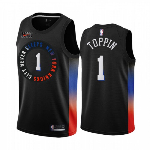 New York Knicks #1 Obi Toppin Black Womens Swingman 2020-21 City Edition Jersey Womens