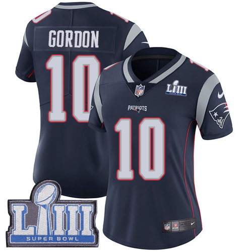 New England Patriots #10 Josh Gordon Navy Blue Team Color Super Bowl LIII Bound Women's Stitched Vapor Untouchable Limited Jersey Womens