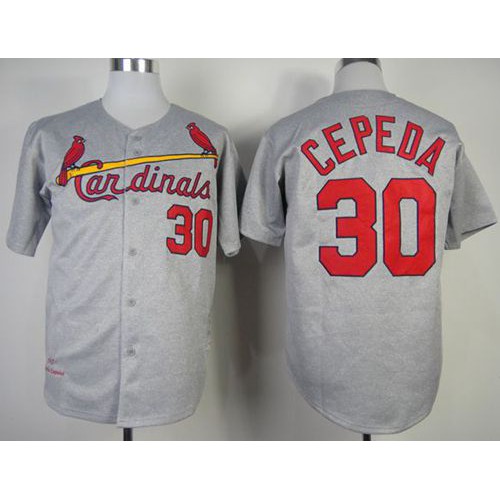 Mitchell And Ness 1967 St.Louis Cardinals #30 Orlando Cepeda Grey Throwback Stitched Jersey Men's
