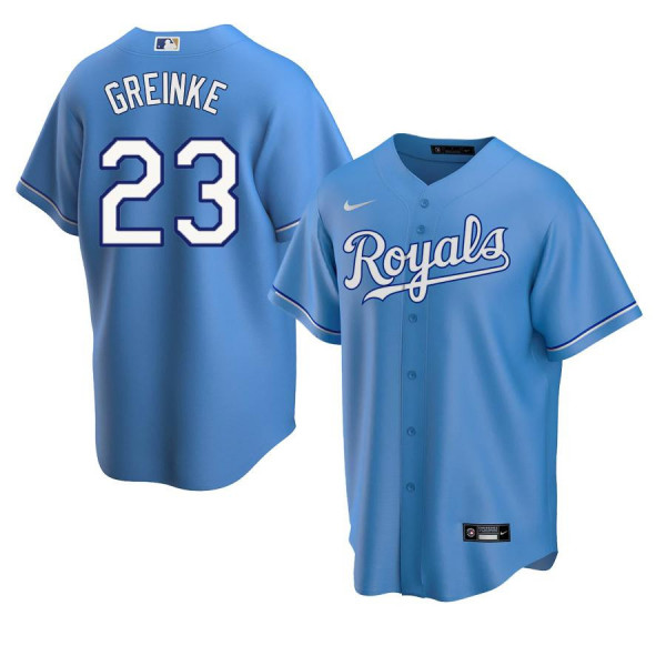 Men's Youth Women's Kansas City Royals 23 Replica 2020 Light Blue Alternate Zack Greinke Jersey