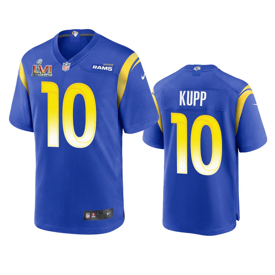 Los Angeles Rams #10 Cooper Kupp Men's Super Bowl LVI Patch Game Jersey - Royal