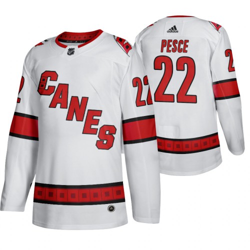 Carolina Carolina Hurricanes #22 Brett Pesce Men's 2019-20 Away Authentic Player White Stitched Jersey Men's