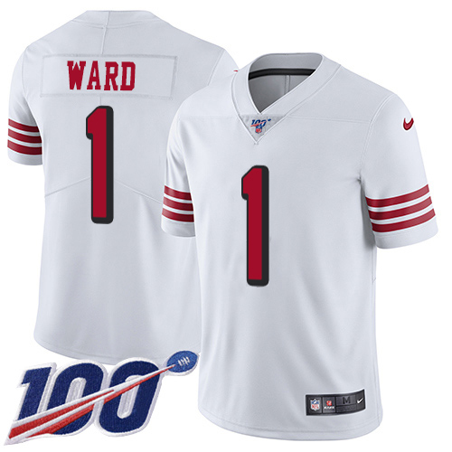 49ers #1 Jimmie Ward White Rush Youth Stitched Limited 100th Season Jersey
