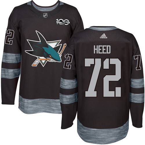 Adidas San Jose Sharks #72 Tim Heed Black 1917-2017 100th Anniversary Stitched Jersey Men's