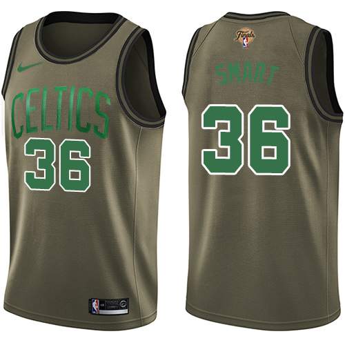 Boston Celtics #36 Marcus Smart Green Salute to Service 2022 Finals Swingman Jersey Mens