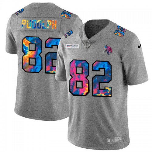 Minnesota Minnesota Vikings #82 Kyle Rudolph Men's Multi-Color 2020 Crucial Catch Jersey Greyheather Men's