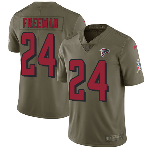 Atlanta Falcons #24 Devonta Freeman Olive Men's Stitched Limited 2017 Salute To Service Jersey Men's