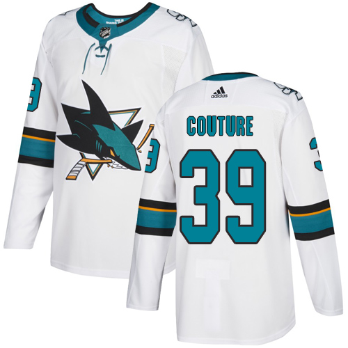 Adidas San Jose Sharks #39 Logan Couture White Road Authentic Stitched Jersey Men's