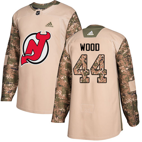 Adidas New Jersey Devils #44 Miles Wood Camo Authentic 2017 Veterans Day Stitched Jersey Men's