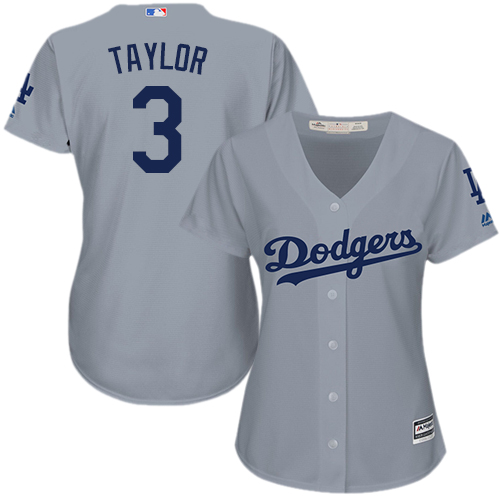 Los Angeles Dodgers #3 Chris Taylor Grey Alternate Road Women's Stitched Jersey Womens