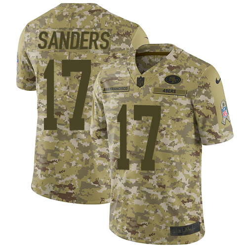 San Francisco 49ers #17 Emmanuel Sanders Camo Men's Stitched Limited 2018 Salute To Service Jersey Men's