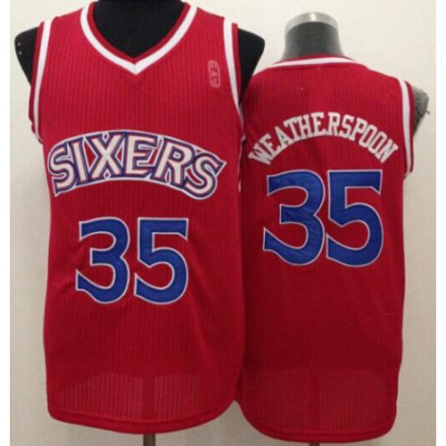Philadelphia 76ers #35 Clarence Weatherspoon Red Throwback Stitched Jersey Mens