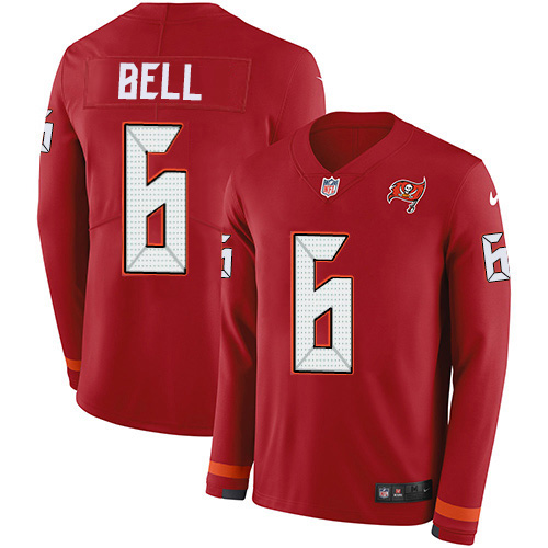Tampa Bay Buccaneers #6 Le'Veon Bell Red Team Color Men's Stitched Limited Therma Long Sleeve Jersey Men's