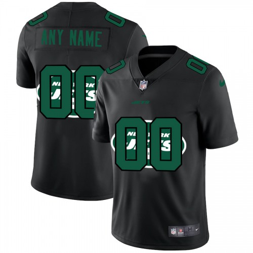 New York Jets Custom Men's Team Logo Dual Overlap Limited Jersey Black