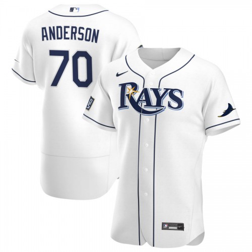 Tampa Bay Tampa Bay Rays #70 Nick Anderson Men's White Home 2020 World Series Bound Authentic Player Jersey Men's