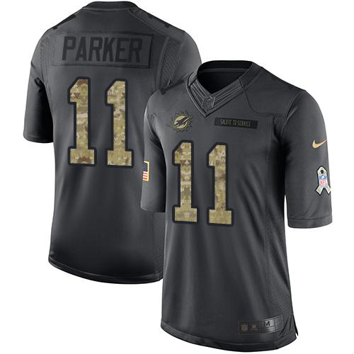 Miami Dolphins #11 DeVante Parker Black Men's Stitched Limited 2016 Salute to Service Jersey Men's