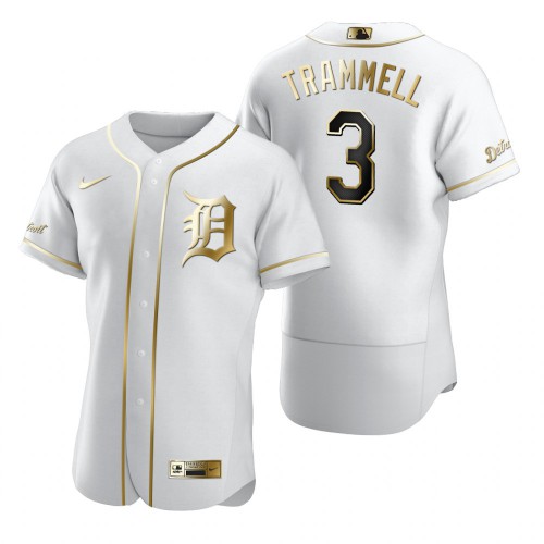 Detroit Detroit Tigers #3 Alan Trammell White Men's Authentic Golden Edition Jersey Men's