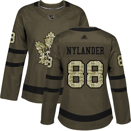 Adidas Maple Toronto Maple Leafs #88 William Nylander Green Salute to Service Women's Stitched Jersey Womens