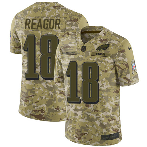 Philadelphia Eagles #18 Jalen Reagor Camo Men's Stitched Limited 2018 Salute To Service Jersey Men's
