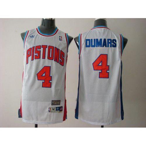 Detroit Pistons #4 Joe Dumars White Throwback Stitched Jersey Mens