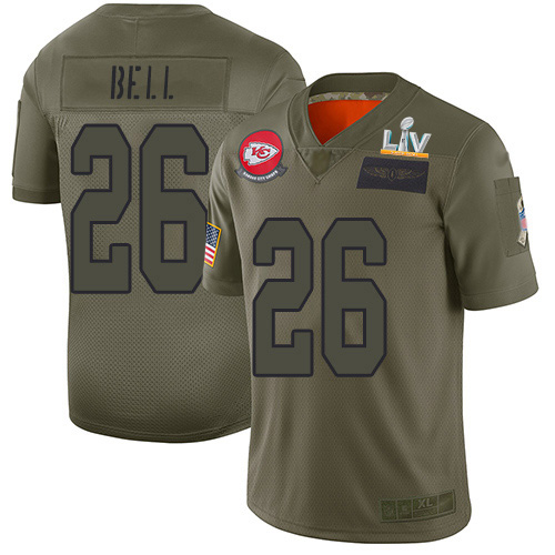 Kansas City Chiefs #26 Le'Veon Bell Camo Youth Super Bowl LV Bound Stitched Limited 2019 Salute To Service Jersey Youth