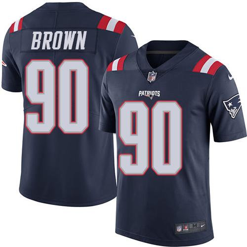 New England Patriots #90 Malcom Brown Navy Blue Youth Stitched Limited Rush Jersey Youth