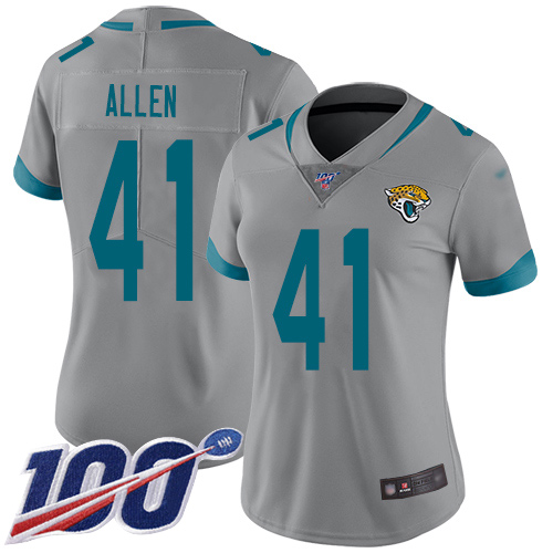 Jaguars #41 Josh Allen Silver Women's Stitched Limited Inverted Legend 100th Season Jersey