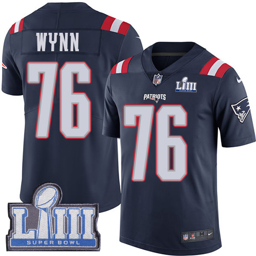 New England Patriots #76 Isaiah Wynn Navy Blue Super Bowl LIII Bound Youth Stitched Limited Rush Jersey Youth