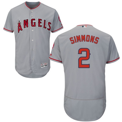 Los Angeles Angels of Anaheim #2 Andrelton Simmons Grey Flexbase Authentic Collection Stitched Jersey Men's