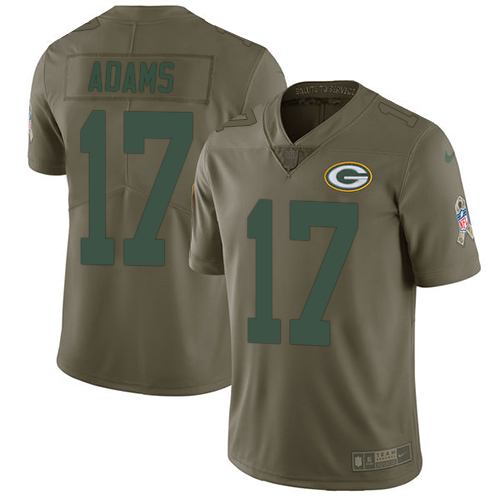 Packers #17 Davante Adams Olive Men's Stitched Limited 2017 Salute To Service Jersey