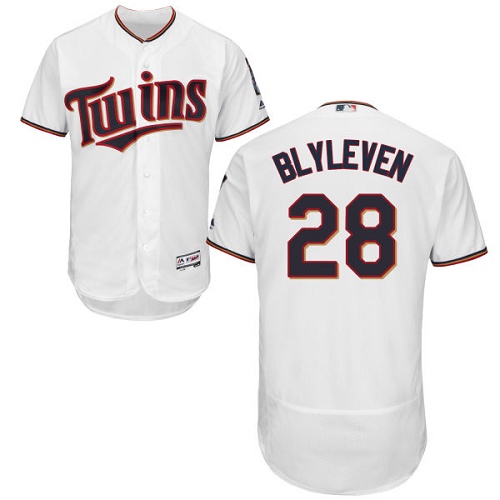 Minnesota Twins #28 Bert Blyleven White Flexbase Authentic Collection Stitched Jersey Men's